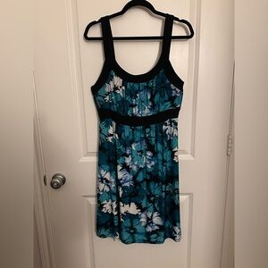 Wishes Wishes Wishes Floral Teal and Black Dress Sz 2X